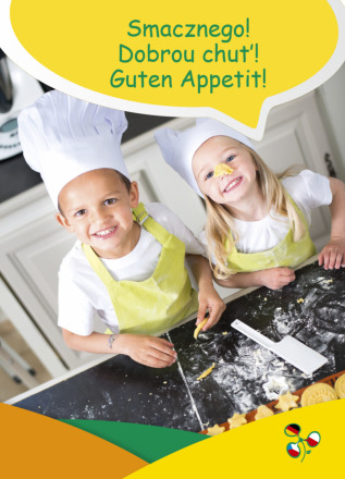 Dokumentbild Postkarte "Smacznego! Dobrou chut'! Guten Appetit!"