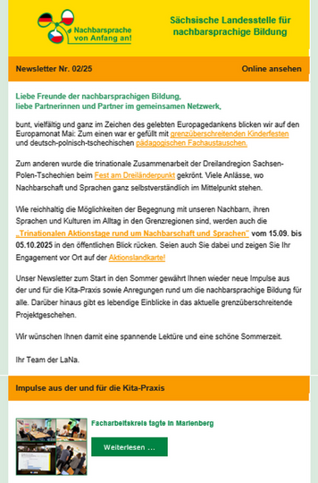 Dokumentbild LaNa-Newsletter Nr. 25/2